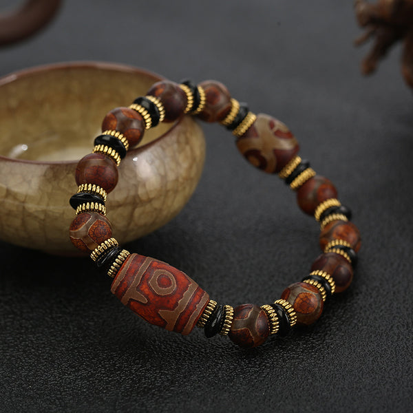 INNERVIBER Tibetan Eye Dzi Beads Bracelet