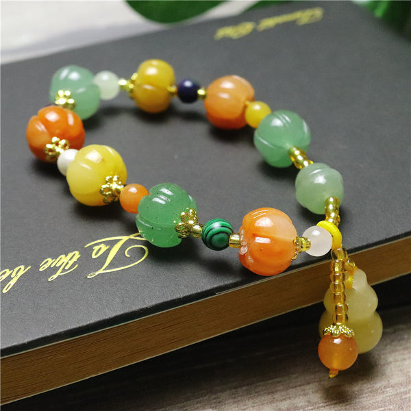Topaz Jade Golden Silk Jade Pumpkin Bead Prosperity Bracelet Bracelet INNERVIBER main