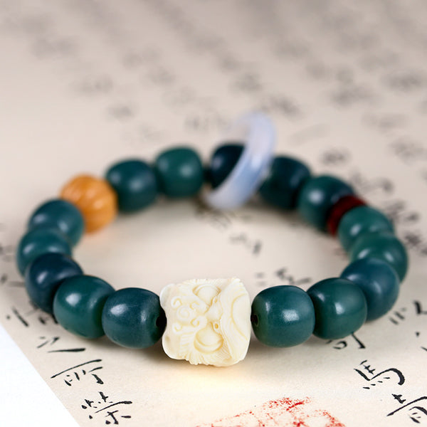 Weathered Bodhi Ivory Fruit Dancing Lion Protection Bracelet Bracelet INNERVIBER 3