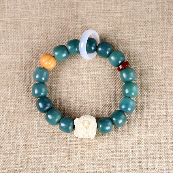 Weathered Bodhi Ivory Fruit Dancing Lion Protection Bracelet Bracelet INNERVIBER Style 1