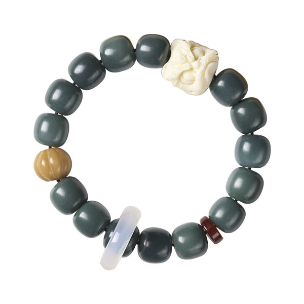 Weathered Bodhi Ivory Fruit Dancing Lion Protection Bracelet Bracelet INNERVIBER 5