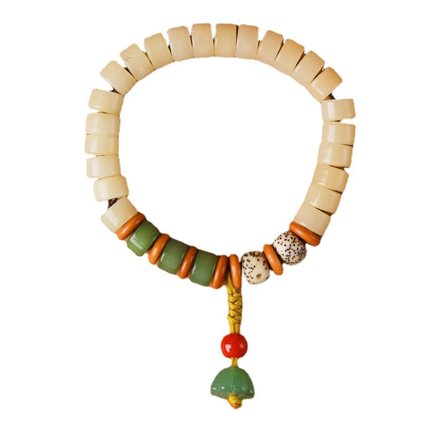 Weathered White Jade Bodhi Buddha Beads Bracelet INNERVIBER 2