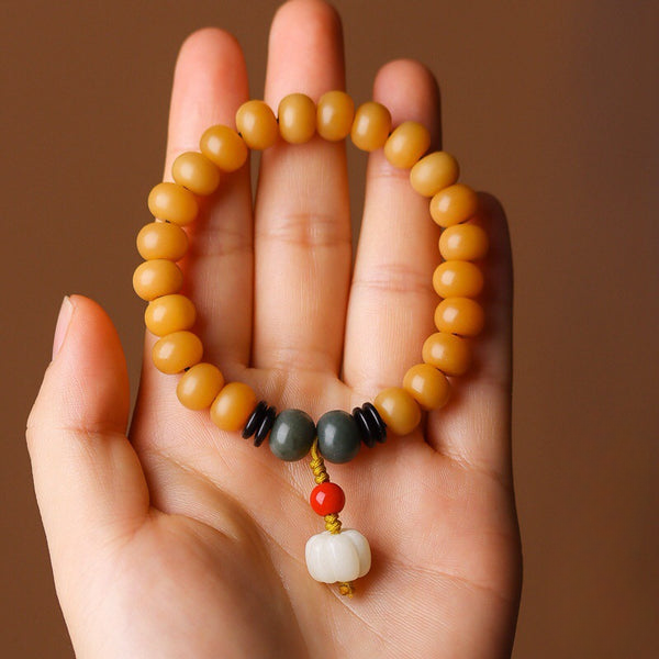 Weathered Yellow Jade Bodhi Buddha Beads Balance Bracelet Bracelet INNERVIBER Default Title