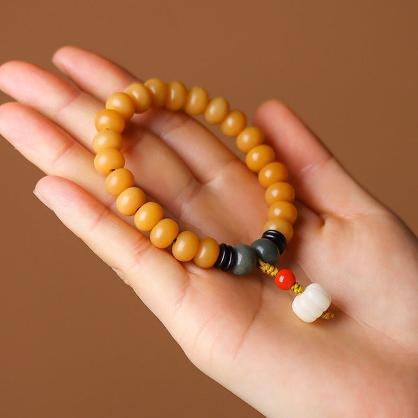 Weathered Yellow Jade Bodhi Buddha Beads Balance Bracelet Bracelet INNERVIBER 3