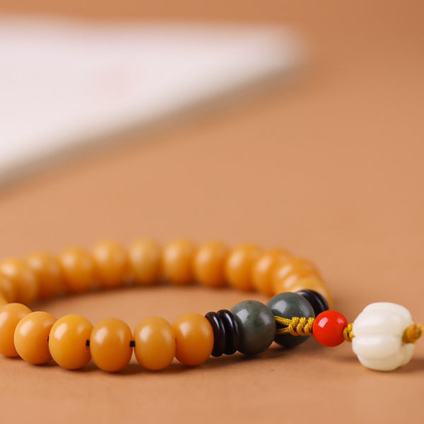 Weathered Yellow Jade Bodhi Buddha Beads Balance Bracelet Bracelet INNERVIBER 4