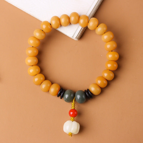 Weathered Yellow Jade Bodhi Buddha Beads Balance Bracelet Bracelet INNERVIBER main