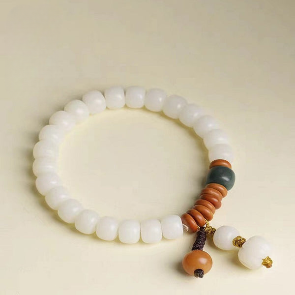 White Jade Bodhi Barrel Bead Pumpkin Prosperity Bracelet Bracelet INNERVIBER 3