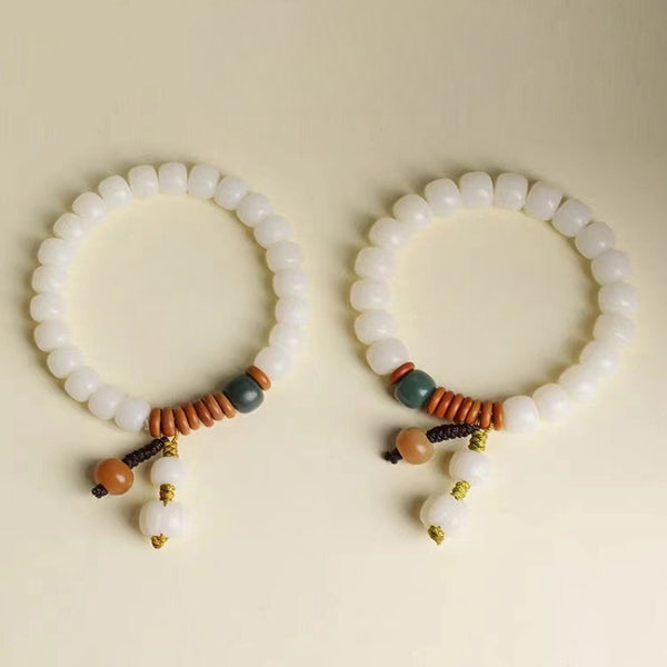 White Jade Bodhi Barrel Bead Pumpkin Prosperity Bracelet Bracelet INNERVIBER 4