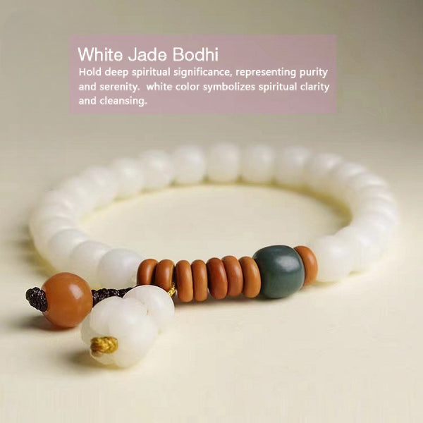 White Jade Bodhi Barrel Bead Pumpkin Prosperity Bracelet Bracelet INNERVIBER 2