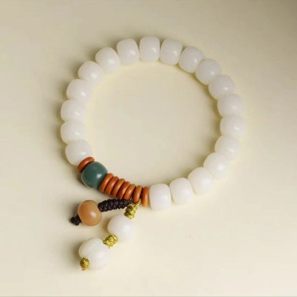 White Jade Bodhi Barrel Bead Pumpkin Prosperity Bracelet Bracelet INNERVIBER main