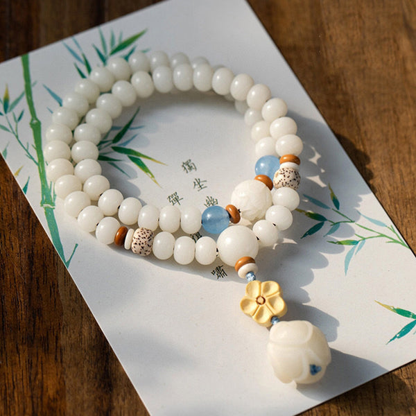 White Jade Bodhi Bracelet | Jade Beads Bracelet | INNERVIBER
