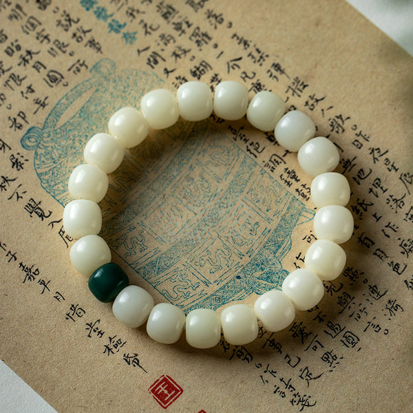 White Jade Bodhi Buddha Beads Purity Serenity Wisdom Bracelet Bracelet INNERVIBER Green Bodhi