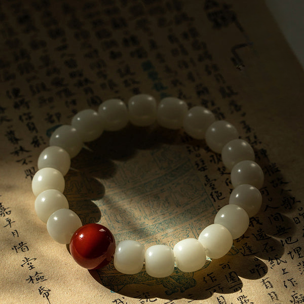 White Jade Bodhi Buddha Beads Purity Serenity Wisdom Bracelet Bracelet INNERVIBER 3