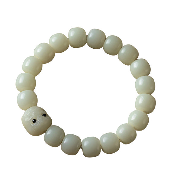 White Jade Bodhi Buddha Beads Purity Serenity Wisdom Bracelet Bracelet INNERVIBER Goofy