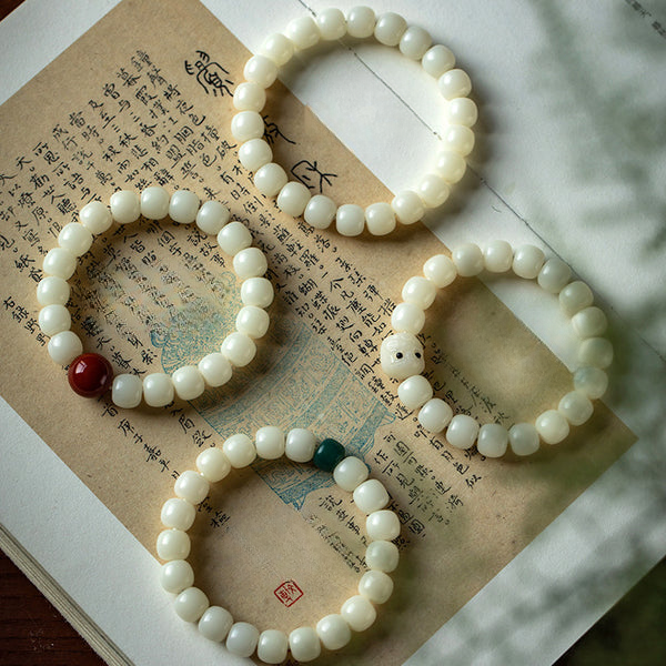 White Jade Bodhi Buddha Beads Purity Serenity Wisdom Bracelet Bracelet INNERVIBER 5