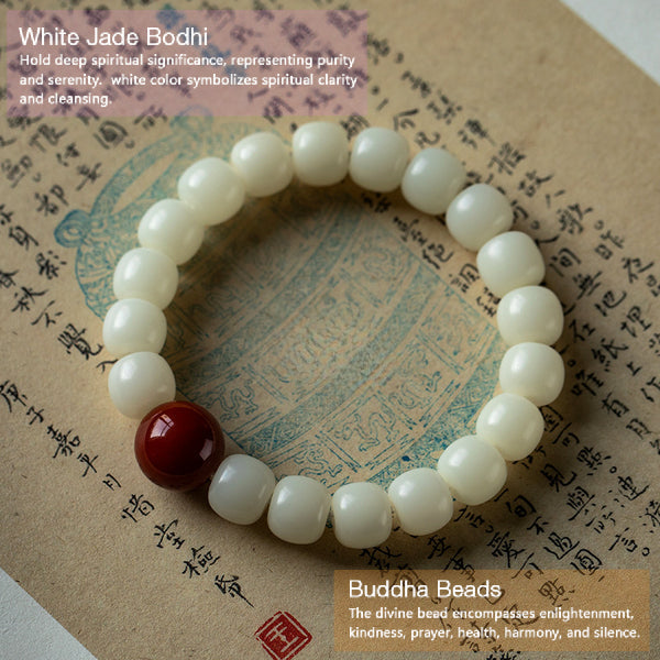 White Jade Bodhi Buddha Beads Purity Serenity Wisdom Bracelet Bracelet INNERVIBER 2