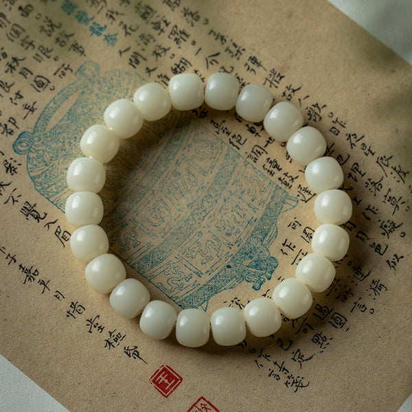 White Jade Bodhi Buddha Beads Purity Serenity Wisdom Bracelet Bracelet INNERVIBER Normal