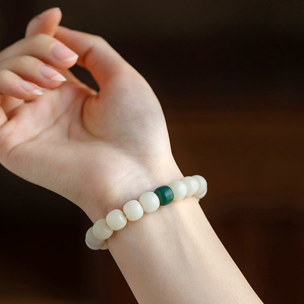 White Jade Bodhi Buddha Beads Purity Serenity Wisdom Bracelet Bracelet INNERVIBER 4