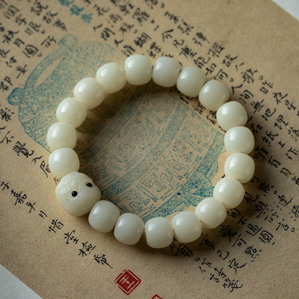 White Jade Bodhi Buddha Beads Purity Serenity Wisdom Bracelet Bracelet INNERVIBER Red Agate