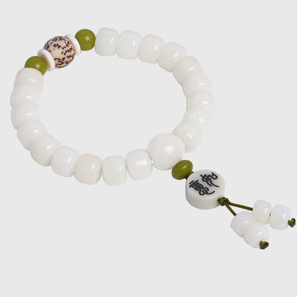 INNERVIBER Bodhi Seed White Jade Lotus Energy Bracelet  5