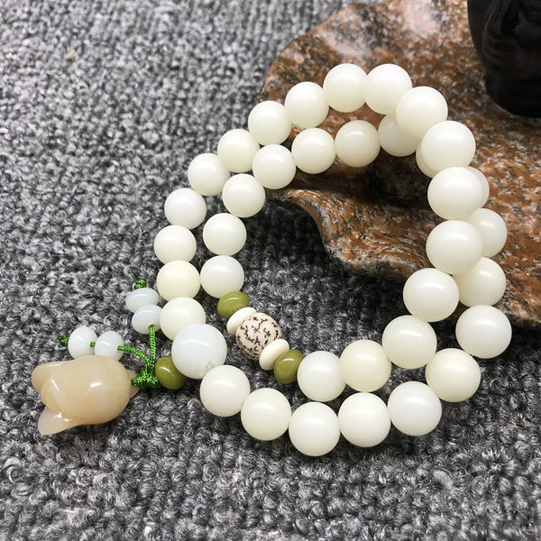 White Jade Bodhi 36 Buddhist Beads Lotus Peace Energy Bracelet Bracelet INNERVIBER Money Bag