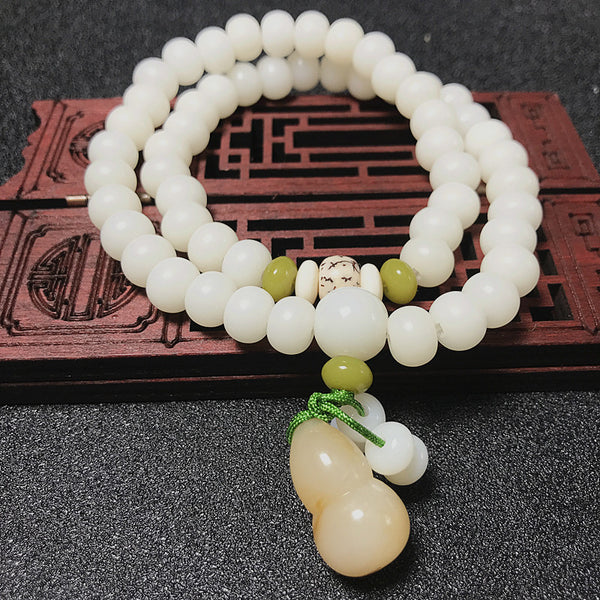White Jade Bodhi 36 Buddhist Beads Lotus Peace Energy Bracelet Bracelet INNERVIBER 18