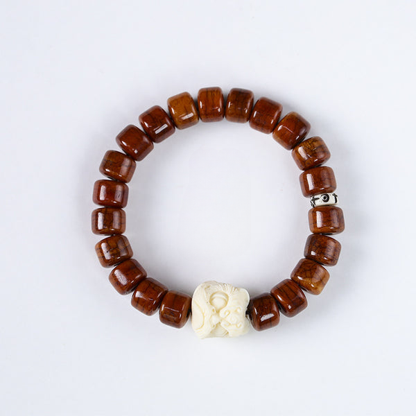 INNERVIBER Yak Bone Awakening Lion Tibetan Strength Tradion Bracelet Bracelet INNERVIBER Coconut Ivory【8*10mm】