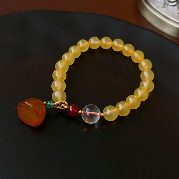 Yellow Agate Lotus Seedpod Greet Jade Healing Bracelet Bracelet INNERVIBER Lotus Seedpod