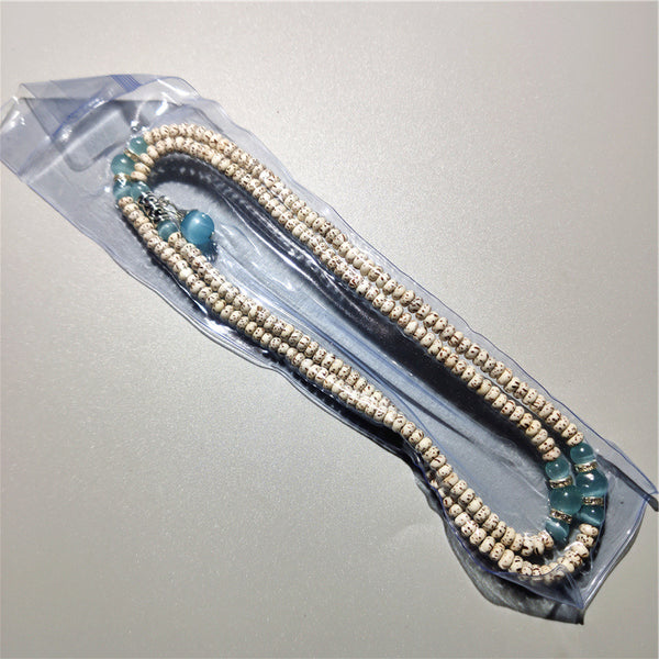INNERVIBER Blue Agate 108 Beads Bodhi MALA