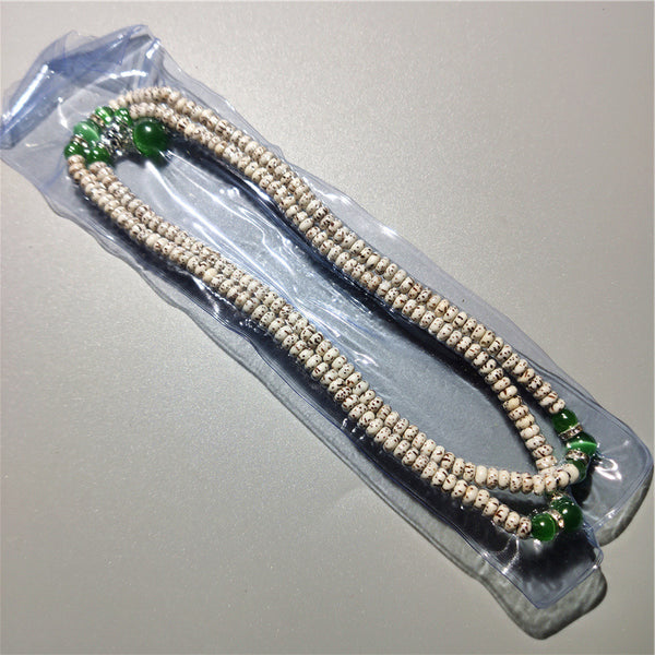 INNERVIBER Green Agate 108 Beads Bodhi MALA