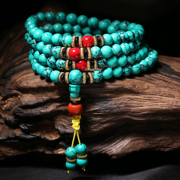 108 Mala Beads Tibetan Turquoise Balance Bracelet Bracelet INNERVIBER Turquoise 108pcs Beads