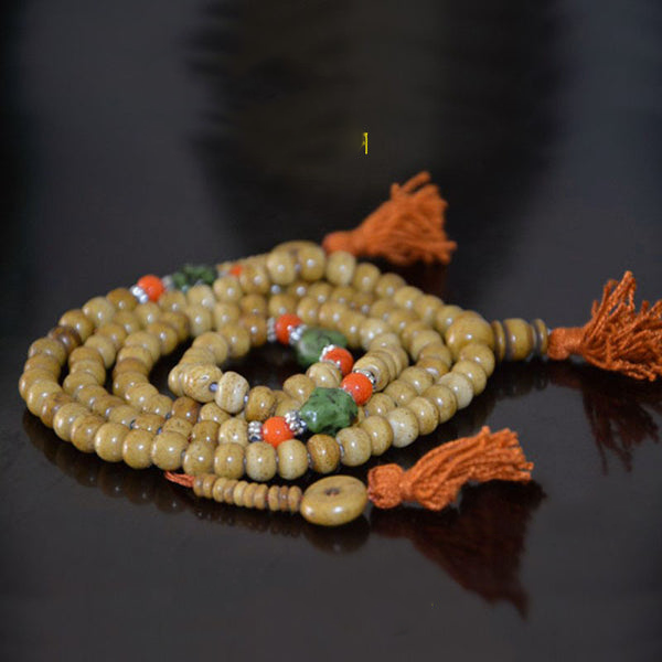 INNERVIBER 108 Mala Beads Tibetan Yak Bone 