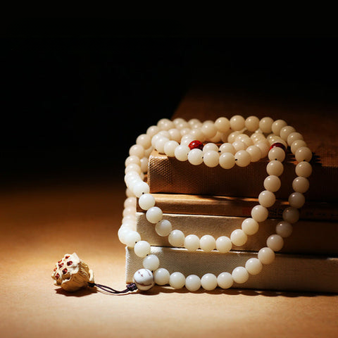 White Bodhi Seed Energy Bracelet INNERVIBER
