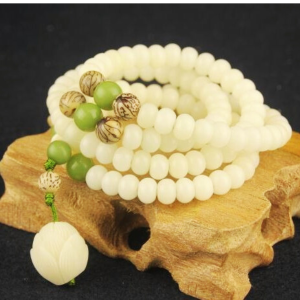 INNERVIBER White Jade Bodhi Bracelet 