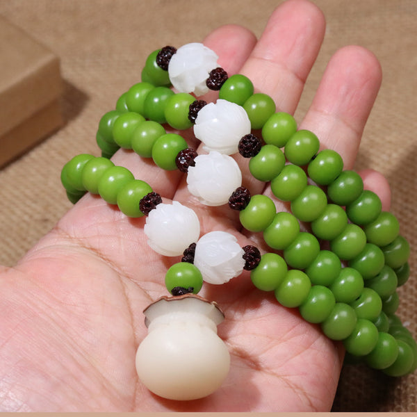 INNERVIBER 108 Beads Mala Grass Green Bodhi Seed  Wisdom Necklace Bracelet INNERVIBER