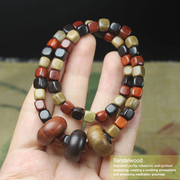 INNERVIBER 108  Beads Mala Sandalwood Cube Bead Protection Bracelet INNERVIBER