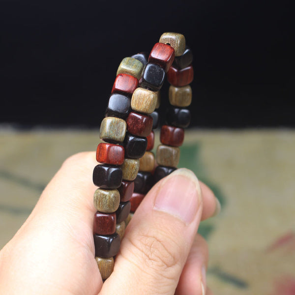 INNERVIBER 108  Beads Mala Sandalwood Cube Bead Protection Bracelet INNERVIBER