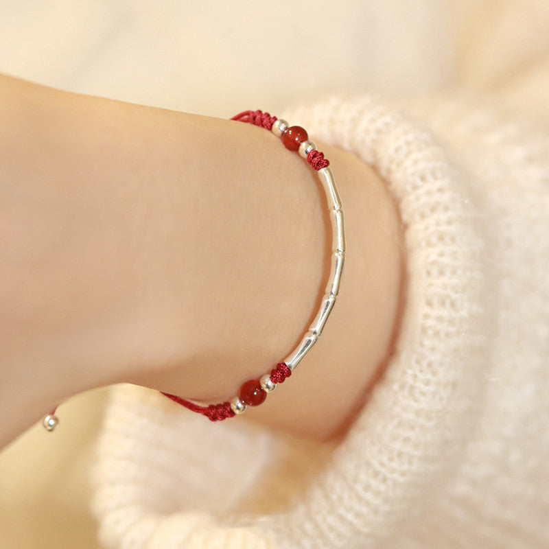 INNERVIBER Bamboo Joint Red String Agate Resilience Bracelet INNERVIBER