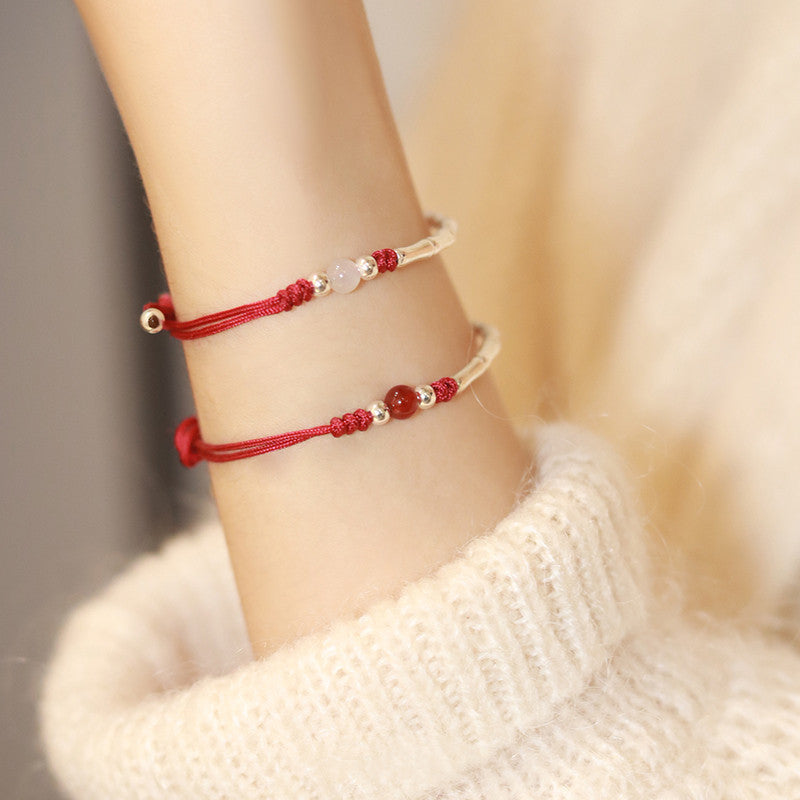 INNERVIBER Bamboo Joint Red String Agate Resilience Bracelet INNERVIBER