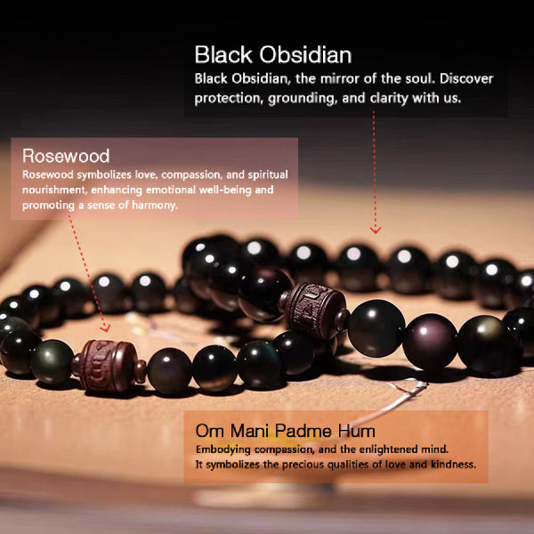 Black Obsidian and Rosewood and Om Mani Padme Hum 