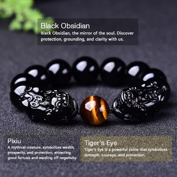 Black Obsidian and Tiger Eye and Pixiu INNERVIBER