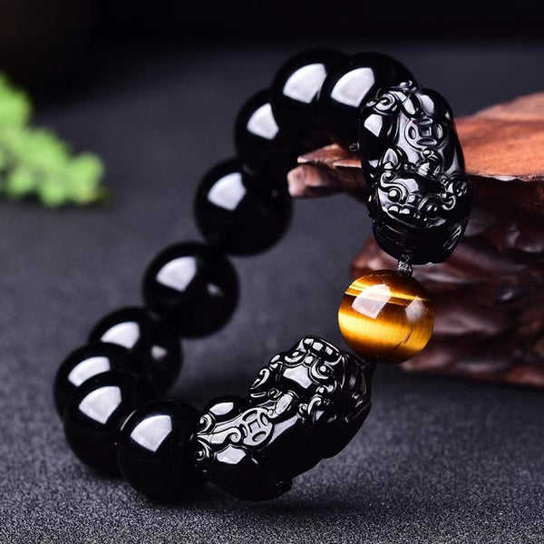 Black Obsidian Pixiu Charm Bracelet INNERVIBER