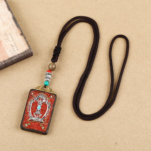 INNERVIBER Black Sandalwood Tibetan Thangka Protection Divine Necklace INNERVIBER