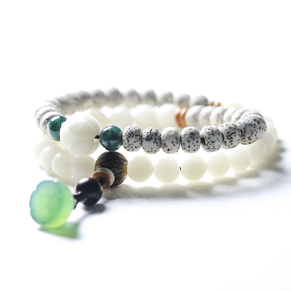 Star Moon Bodhi Green Agate White Jade Bodhi Lotus Bracelet Mala Bracelet INNERVIBER 3