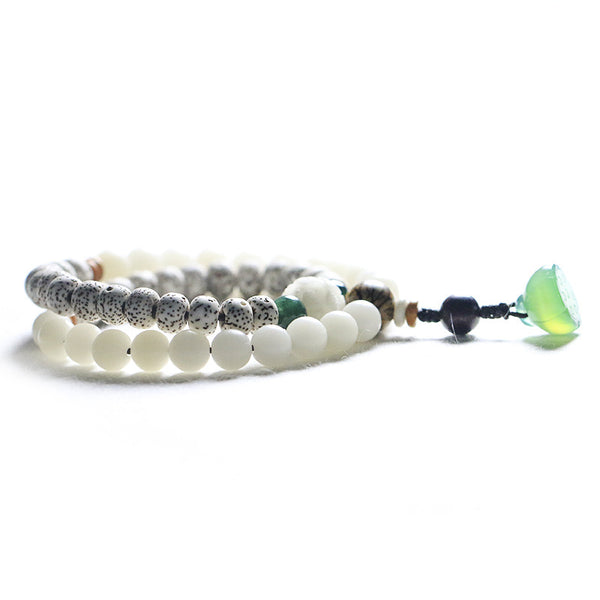 Star Moon Bodhi Green Agate White Jade Bodhi Lotus Bracelet Mala Bracelet INNERVIBER 4