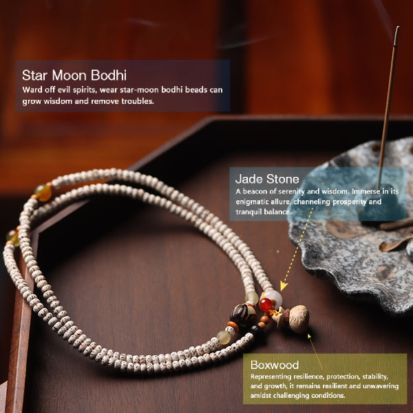 Star Moon Bodhi Boxwood Jade Resilience Protection Growth Bracelet Bracelet INNERVIBER 2